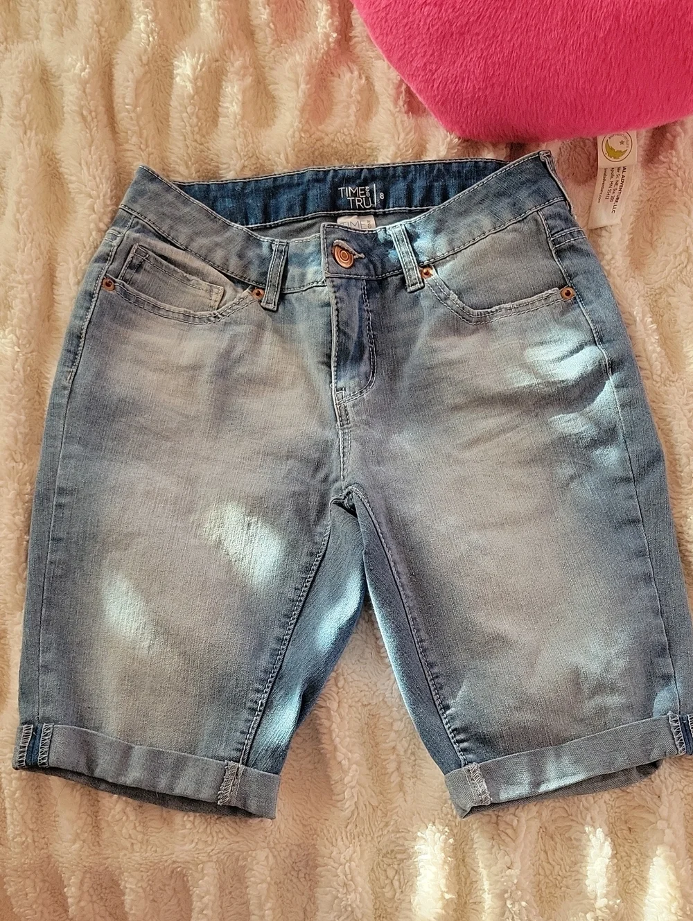 Time And Tru Denim Cuffed Long Length Denim Short